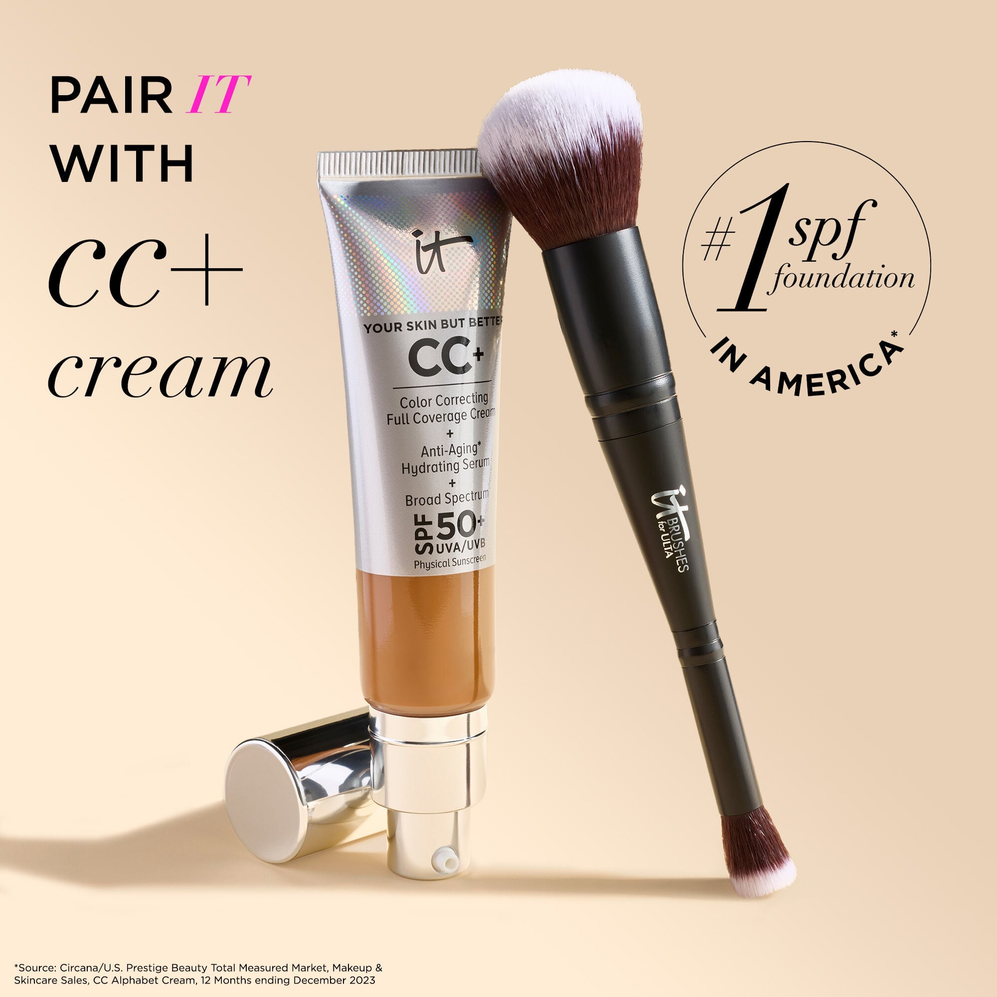 IT Brushes Airbrush Dual-Ended Flawless Complexion Concealer & Foundation Brush #132